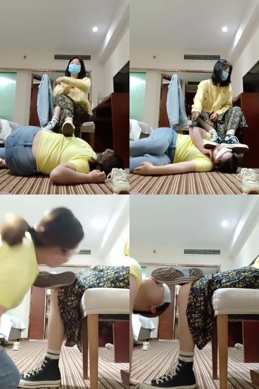 哈宝-高帮帆布鞋羞辱跪着的闺蜜G11