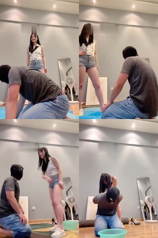 思诺-车模S-帆布鞋暴力踢踹贱狗