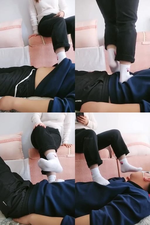 悦悦大大-白棉袜全体重踩地毯狗