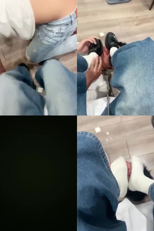 菲S-玩狗噜_皮鞋白袜踩踏喂食袜子塞嘴