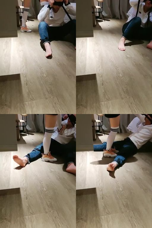 蓝蓝大S-运动鞋过膝白袜踢踹踩踏