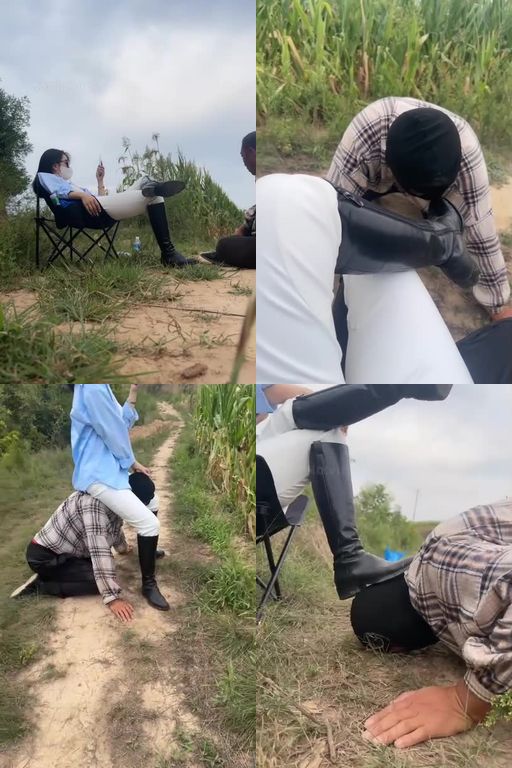 辣姐-户外皮靴57分钟野外遛狗骑马全体重踩踏清理脏靴