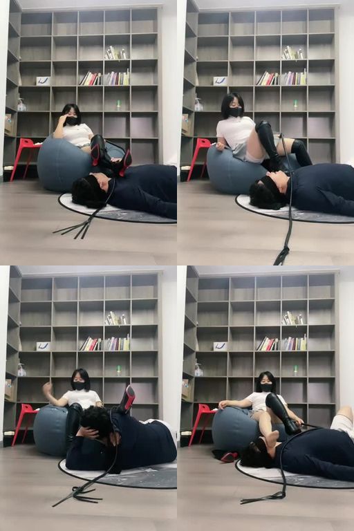 迦娜S-鞭打高跟长靴踩地毯狗