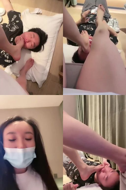 音洛-狂舔黑丝白袜裸足踩踏