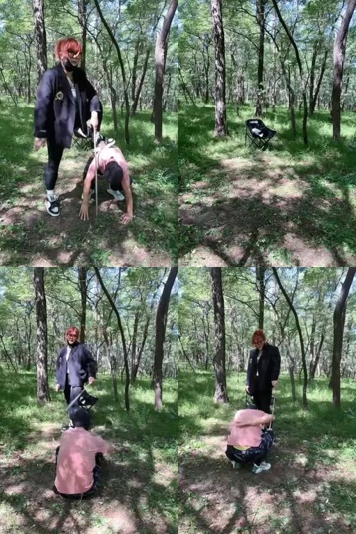 香奶奶-素人被拖进树林暴打踹头踹脸