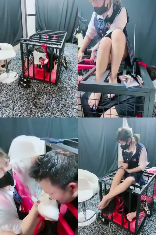 馨妍-关狗笼内裤塞嘴套头强制闻鞋