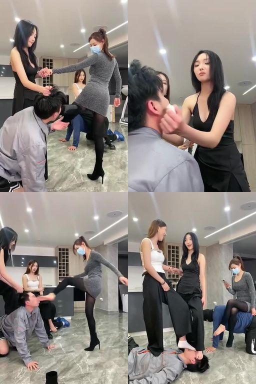 麋鹿银儿-三女丝天花板68分钟三女斯天花板耳光踢头专场3女S天花板耳光踢头