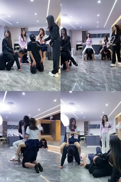 麋鹿银儿-五钕梯当耳光多人群掐64分钟5S轮流舔脏鞋提档重度耳光揪耳朵骑马掐脖窒息