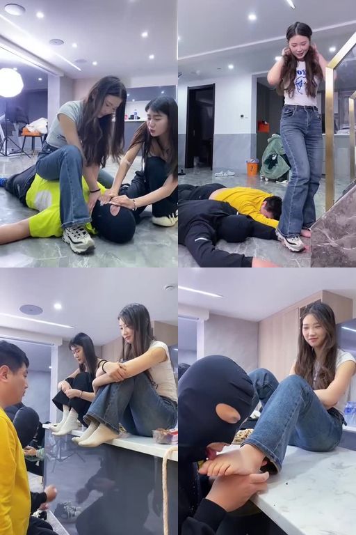 麋鹿银儿-双S暴力踢踹虐打狠跺踩踏揪耳朵窒息脚喂食