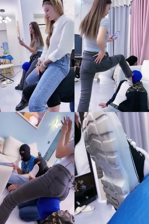 麋鹿银儿-双斯训群狗90分钟双模特女神全体重踩骑马爬行吃袜子