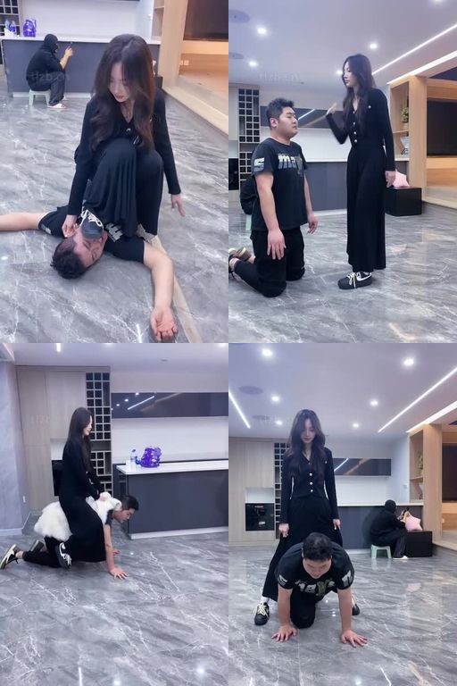 麋鹿银儿-新美女说之前听过双S素人模特踩踏揪耳朵踩脖手捂窒息踢踹骑马