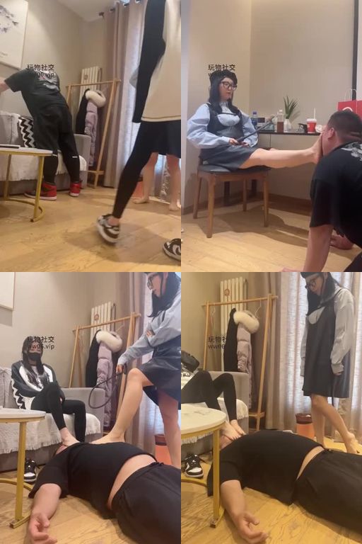 齐齐殿下-带素人姐妹来玩狗双S学生主踩踏重度鞭打臭脚丫捂脸窒息