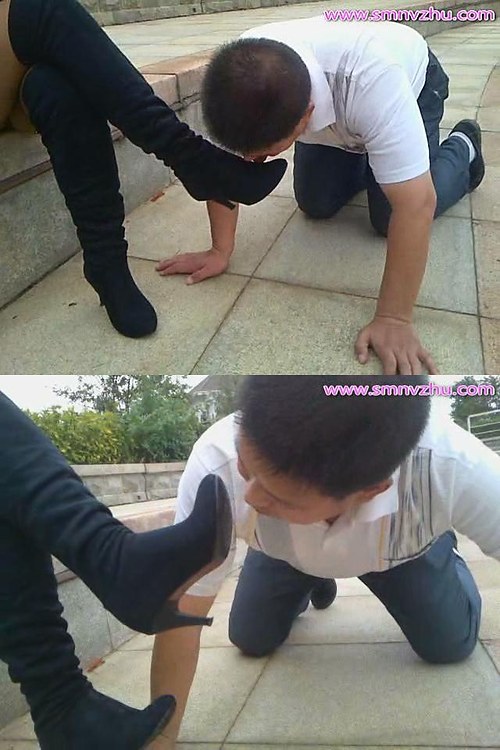 八奶奶-户外调教狗奴舔靴