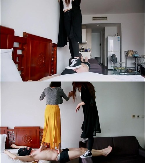 艾彩-原创双女王在家玩人桥