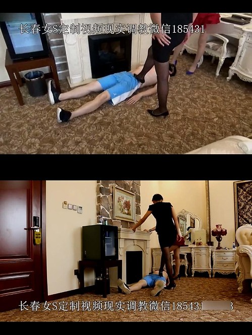 艾彩-原创明轩双女王丝袜高跟折磨贱狗