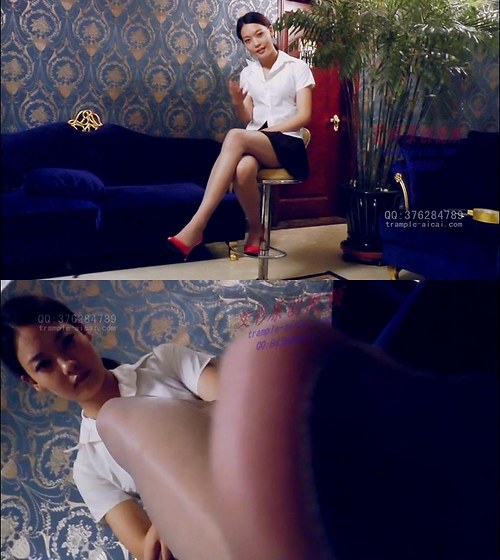 艾彩-原创第一人称灰丝美腿红高跟侮辱狗狗