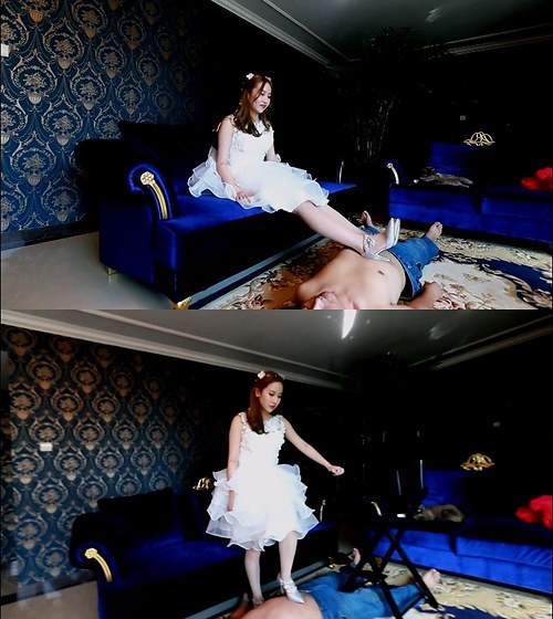 艾彩-原创美晨S高跟踩狗跟猛戳