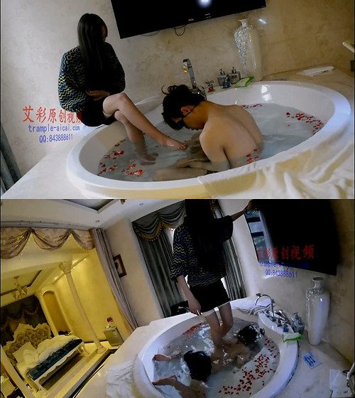 艾彩-原创蝴蝶小主浴缸舔脚踩到水中窒息