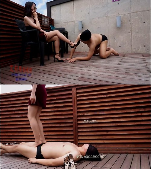 艾彩-原创阳台性感丝袜高跟鞋调教