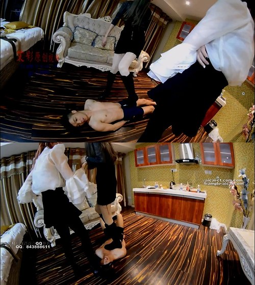 艾彩-飞茹双S黑皮靴踢裆