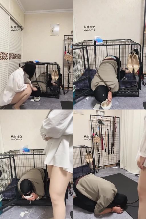 可馨大大-圈养_囚禁狗笼_强制喂食圈养奴